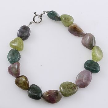 Köves ásványi ékszer színes turmalin kavicsok karkötő