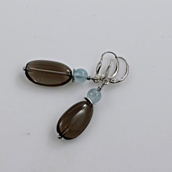 Füstkvarc akvamarin patent fülbevaló