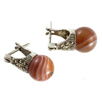 Botswanai achát fülbevaló   10mm-es köves ásványi  ékszer 