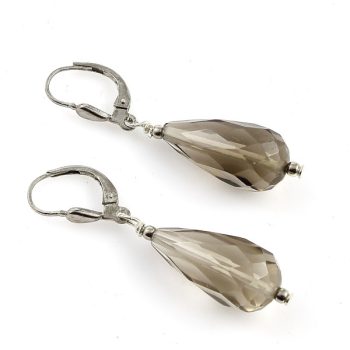 Füstkvarc csepp fülbevaló