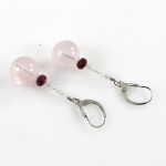Rózsakvarc rubinnal fülbevaló