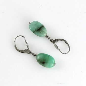 Világos smaragd fülbevaló köves ásványi ékszer