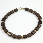 Köves ásványi ékszer füstkvarc nyaklánc aranyozott  golyókkal