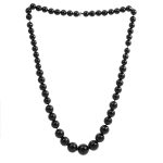 Köves ásványi ékszer gagát onix fekete csiszolt golyók nyaklánc