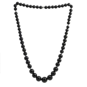 Köves ásványi ékszer gagát onix fekete csiszolt golyók nyaklánc