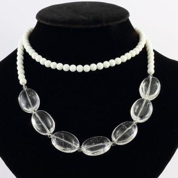 Köves ásványi ékszer hegyi kristály ásványi kavicsok fehér kagyló golyók Köves nyaklánc