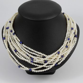 Köves ásványi ékszer 5 soros gyöngy nyaklánc lapis lazulival