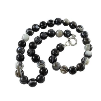 Köves ásványi ékszer Szárdonix csíkos nyaklánc