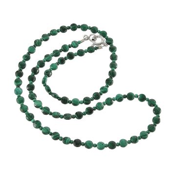 Köves ásványi ékszer Malahit lencsék és golyók nyaklánc