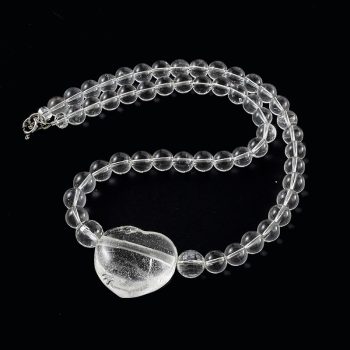 Köves ásványi ékszer Hegyi kristály nyaklánc óriás szívvel