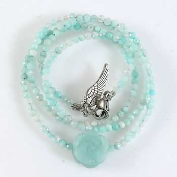 Köves ásványi ékszer Amazonit virág és golyók nyaklánc