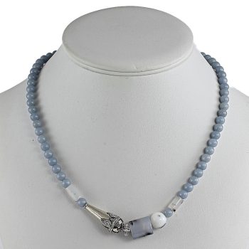 Köves ásványi ékszer Angelit és achát nyaklánc