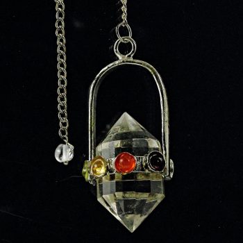 Köves ásványi ékszer Kétcsúcsú hegyi kristály csakra inga