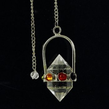 Köves ásványi ékszer Kétcsúcsú hegyi kristály csakra inga