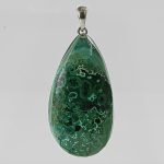 Köves ásványi ékszer Malachit óriás lapos csepp medál