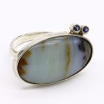 Köves ásványi ékszer peru opál zafír 925-ös ezüst gyűrű