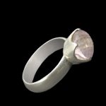 Köves ásványi ékszer fekvő rózsakvarc ezüst gyűrű