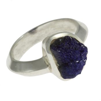 Azurit drúza ezüst gyűrűben