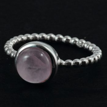 Köves ásványi ékszer Rózsakvarc bogyós ezüst gyűrű