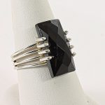 Köves ásványi ékszer Onyx fac.tégla 5karmos gyűrű  