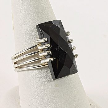 Köves ásványi ékszer Onyx fac.tégla 5karmos gyűrű  