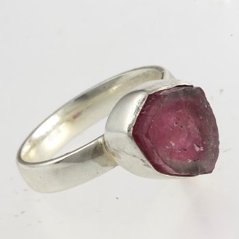Köves ásványi ékszer Pink dinnyeturmalin gyűrű