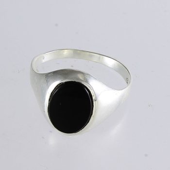 Köves ásványi ékszer Ovál obszidiánnal ezüst pecsétgyűrű