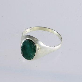 Köves ásványi ékszer Ovál smaragddal ezüst pecsétgyűrű